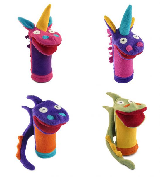 Cate and Levi Fantasy and Imagination Hand Puppets-Set of 4 Includes 2 Unicorns and 2 Dragons